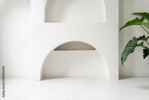 Obraz na płótnie White Arch Space with Plant w salonie