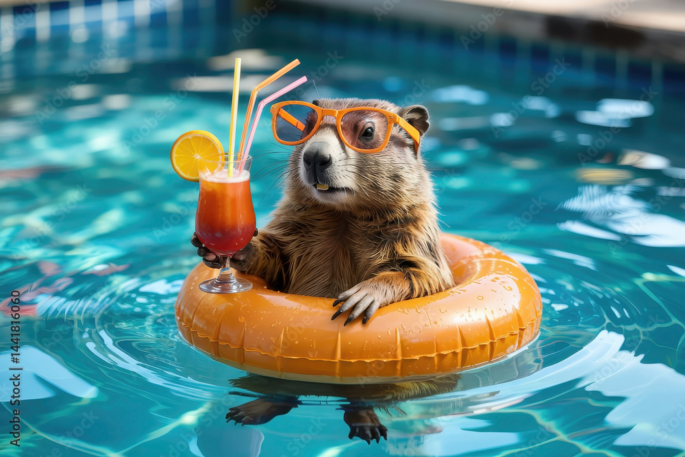 Animal Enjoying a Pool Drink
