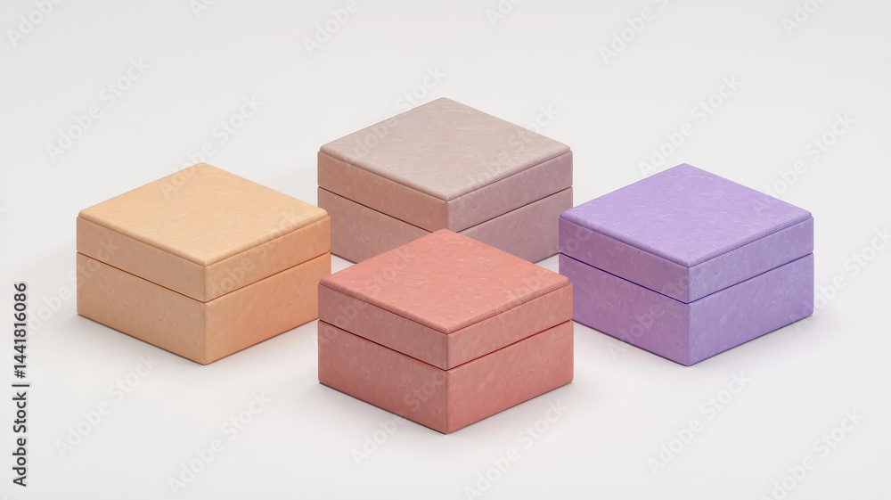 Pastel Colored Gift Boxes on a White Background