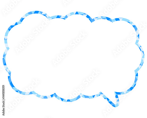 ステンドグラス風吹き出し　三角形模様　細長い雲形