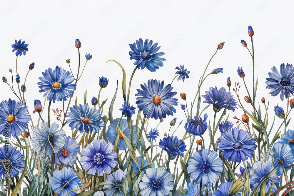 Blue Flower Field in Bloom