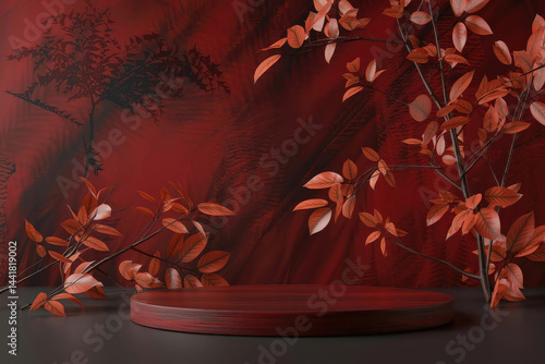Obraz na płótnie Red Leaves and Shadows w salonie