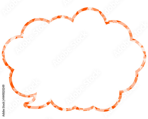 ステンドグラス風吹き出し　三角形模様　丸みのある雲形