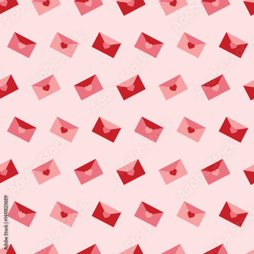 Vector pattern with love letters-envelopes with hearts on a pink background