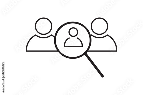 business job hiring recruitment icon vector headhunting search for candidate human resource with magnifier symbol illustration