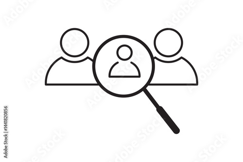 business job hiring recruitment icon vector headhunting search for candidate human resource with magnifier symbol illustration