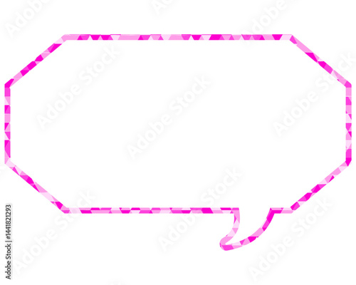 ステンドグラス風吹き出し　三角形模様　細長い八角形