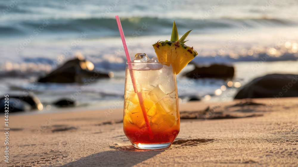Sunset Beach with Fruit Cocktail