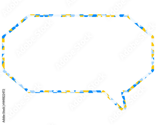 ステンドグラス風吹き出し　三角形模様　細長い八角形