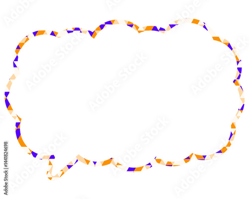 ステンドグラス風吹き出し　三角形模様　細長い雲形
