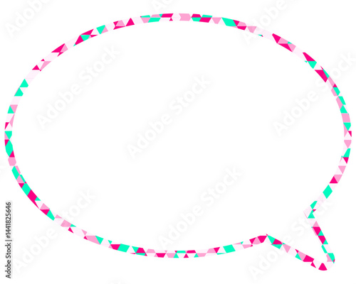 ステンドグラス風吹き出し　三角形模様　丸形