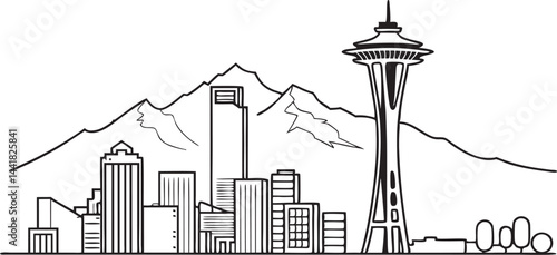 Seattle skyline. Vector art
