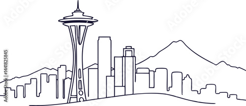 Seattle skyline. Vector