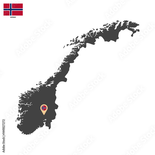Norway map vector isolated on transparent background