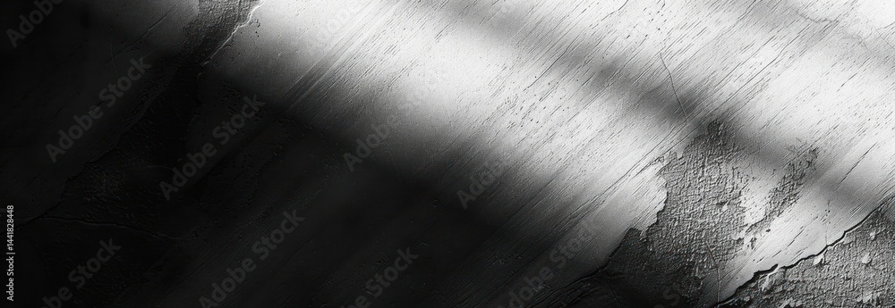 Obraz premium dark textured surface with rough patches illuminated by diagonal light beams creating a dramatic and mysterious atmosphere