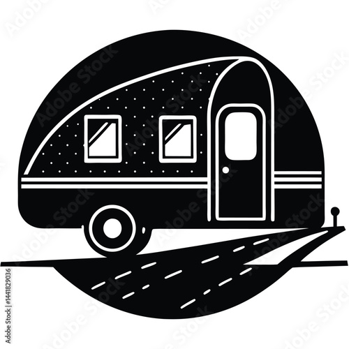 Camping Vehicle RV, camper van, trailer, roof tent vector Silhouette illustration 