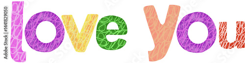 colorful alphabet text love you