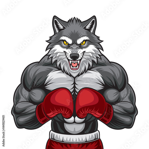 wolf boxing mascot vector illustration design