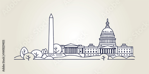 Washington D.C. skyline. Vector
