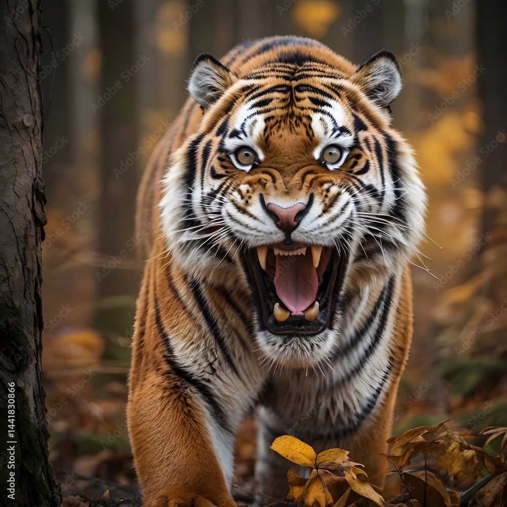 Fototapeta premium Potrait of angry Tiger getting annoyed AI Generated Image