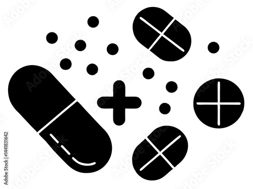 "Medical Pills and Capsules Icons Set – Minimalist Design"