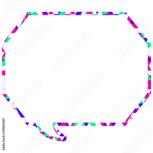 ステンドグラス風吹き出し　三角形模様　角のある八角形