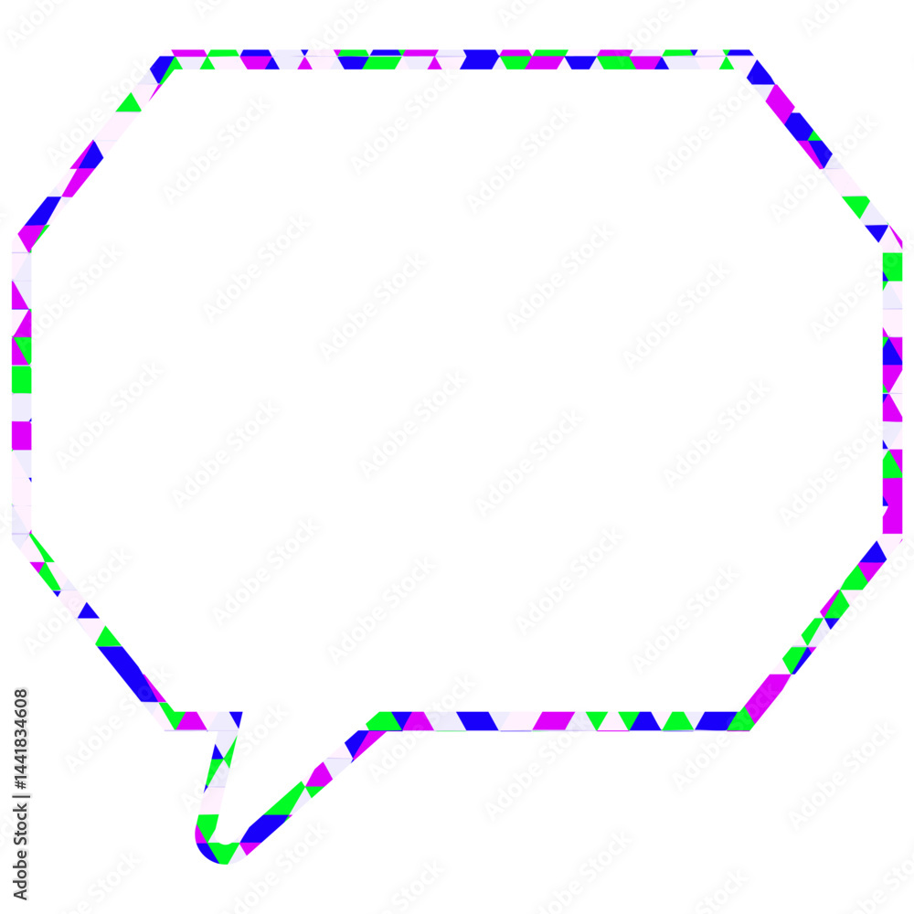 Naklejka premium ステンドグラス風吹き出し 三角形模様 角のある八角形