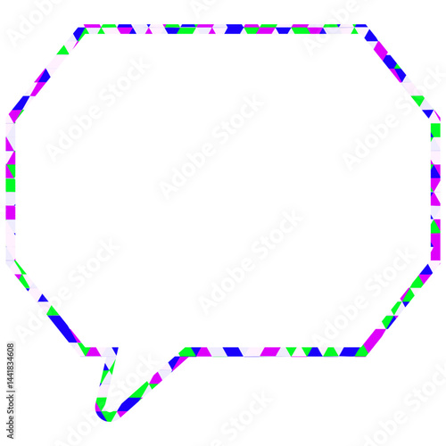 ステンドグラス風吹き出し　三角形模様　角のある八角形