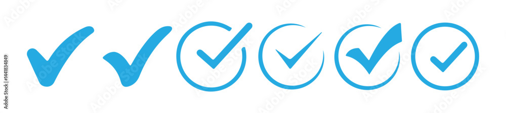 Blue check mark tick icon with correct, Approve symbol. Vector Illustration eps 10 Blue check mark tick icon with correct, Approve symbol. Vector Illustration eps 10