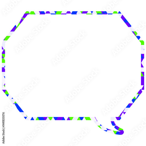 ステンドグラス風吹き出し　三角形模様　角のある八角形