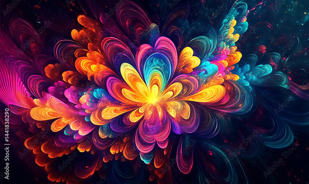 Neon fractal wallpaper with space Neon fractal wallpaper with space