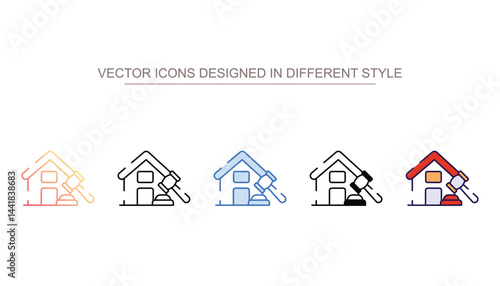 Real Estate Auction icon design with white background stock illustration