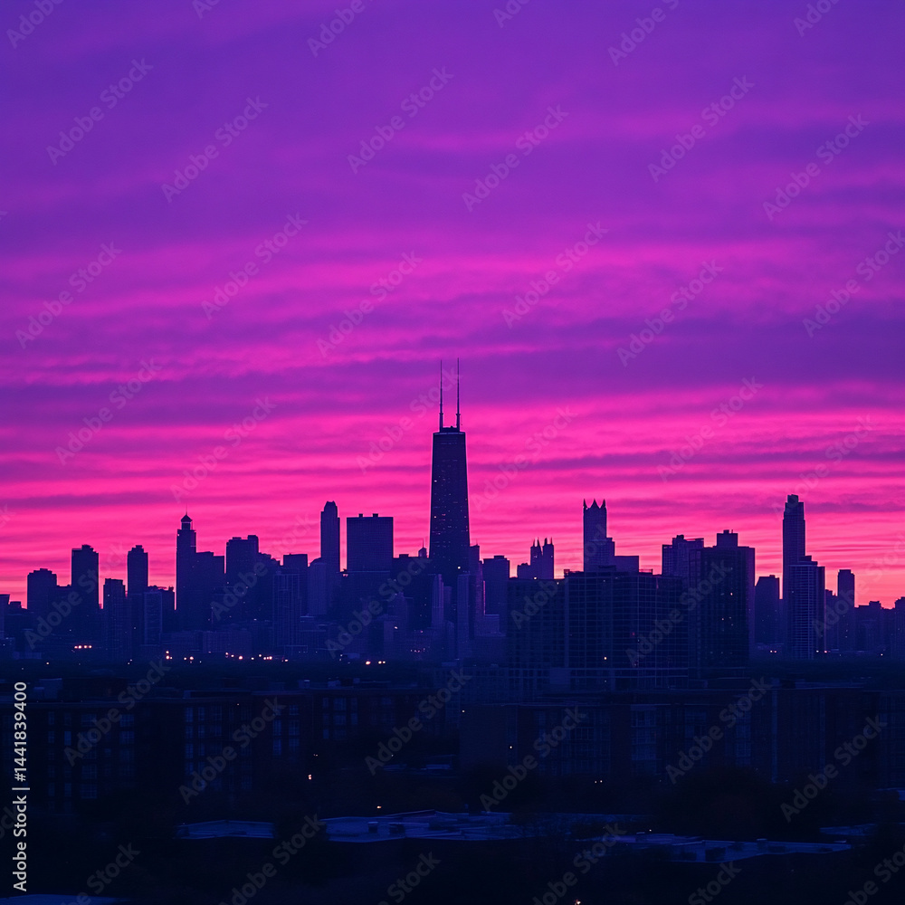 Fototapeta premium Vibrant city skyline at dawn