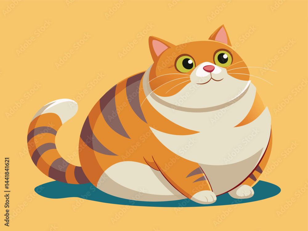 Obraz premium A cute cartoon vector illustration shows a funny orange domestic cat, a beloved pet animal with expressive eyes