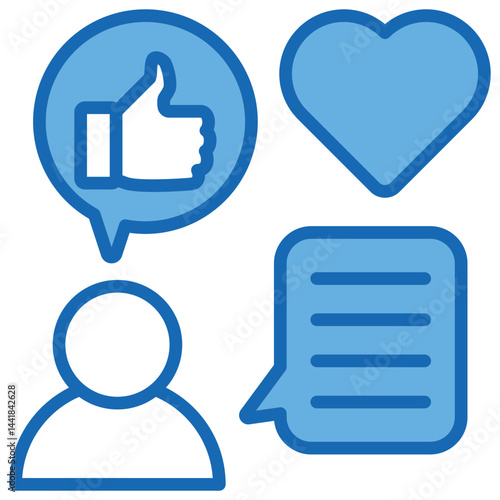 Engagement Blue White Icon