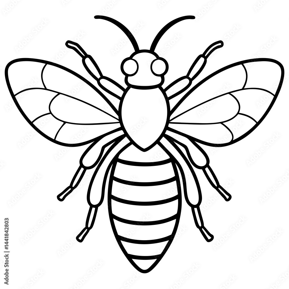 Simple Bee Sketch Vector Simple Bee Sketch Vector