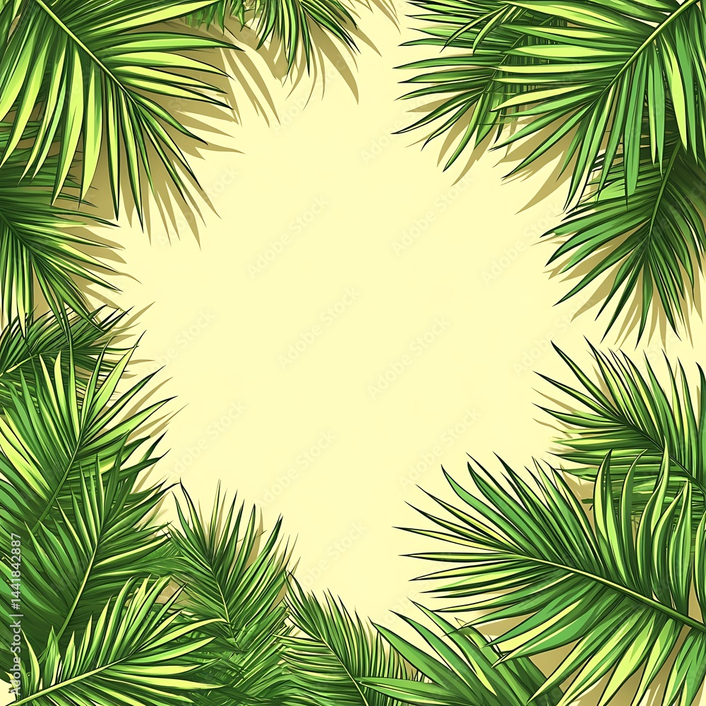 Tropical palm leaf frame, blank center Tropical palm leaf frame, blank center
