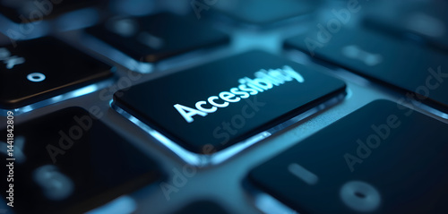 A close up of a keyboard with the word accessibility written on it.