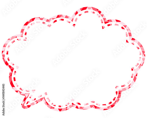 ステンドグラス風吹き出し　三角形模様　丸みのある雲形