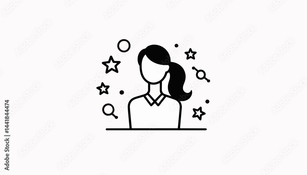 Fototapeta premium Female team leader icon representing leadership and teamwork elements, professionalism