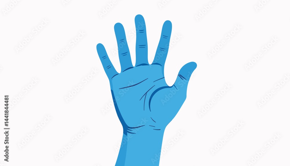 Friendly hand wave gesture in blue, symbolizing professionalism Friendly hand wave gesture in blue, symbolizing professionalism