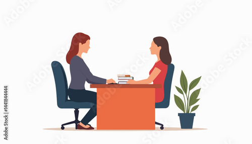 Female banker discussing finances with client at desk, professional guidance