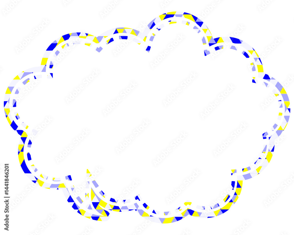 Fototapeta premium ステンドグラス風吹き出し 三角形模様 丸みのある雲形