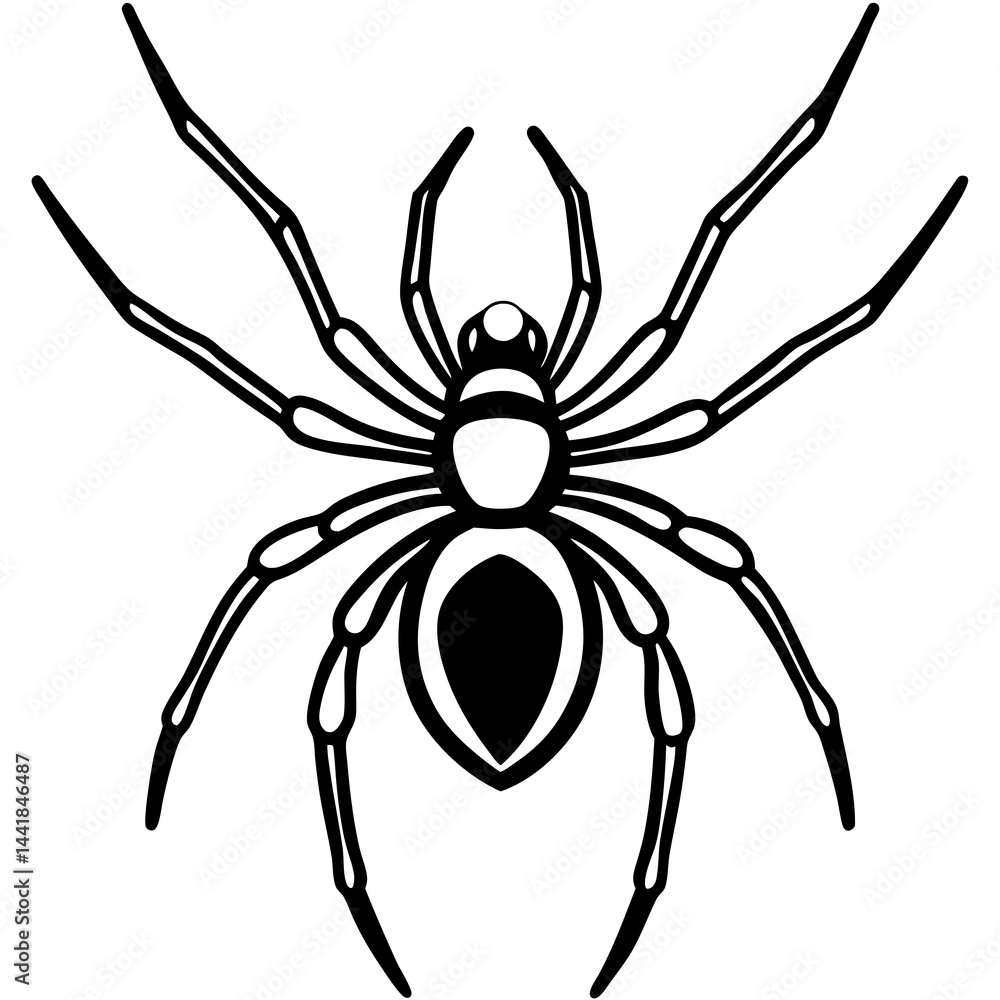 Simple Black Widow Spider Line Art Vector Design Simple Black Widow Spider Line Art Vector Design