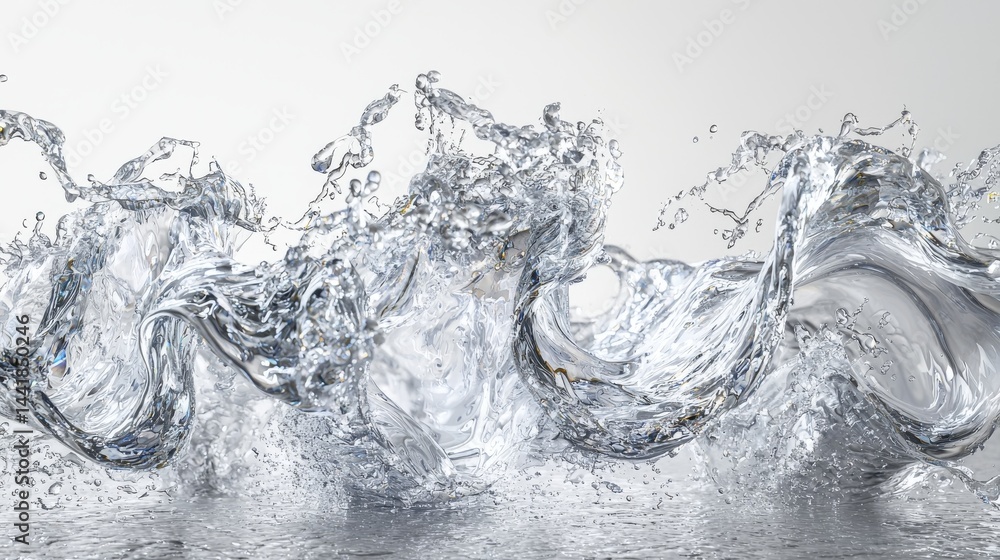 Captivating splash of crystal clear water, showcasing its fluid movement and beauty. Captivating splash of crystal clear water, showcasing its fluid movement and beauty.