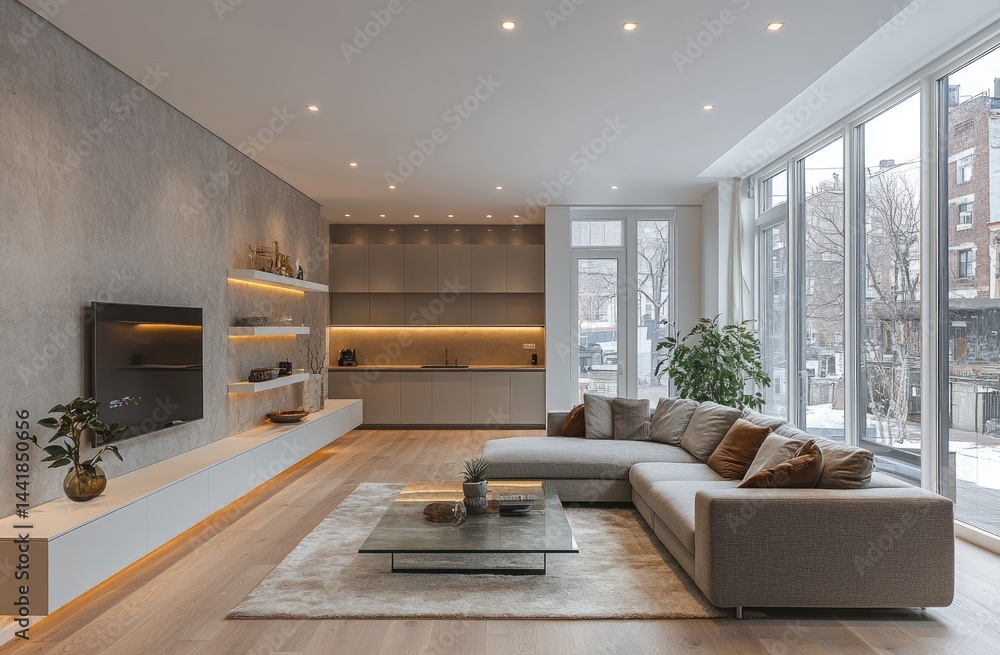 Modern living room design with a spacious layout. Modern living room design with a spacious layout.