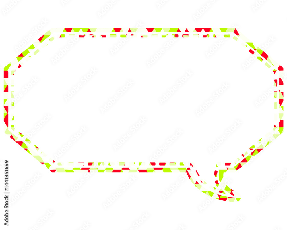 Fototapeta premium ステンドグラス風吹き出し 三角形模様 細長い八角形