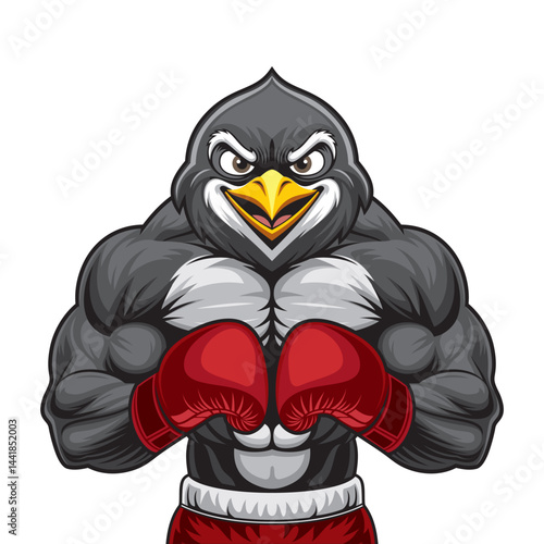 penguin boxing mascot vector illustration design
