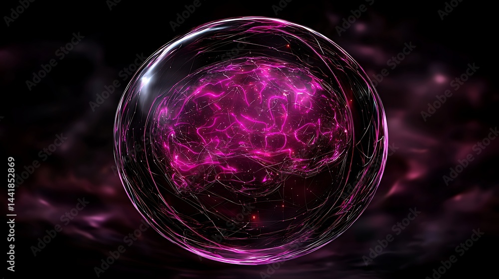 Abstract Brain Concept Revealed through Glowing Energy Sphere Abstract Brain Concept Revealed through Glowing Energy Sphere