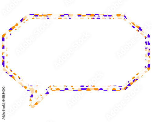 ステンドグラス風吹き出し　三角形模様　細長い八角形